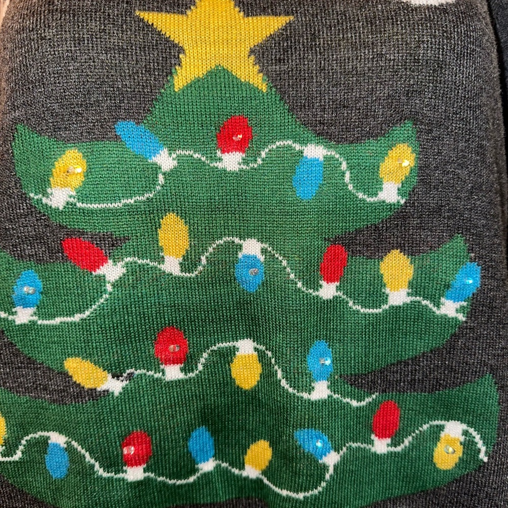 Tipsy Elves Light Up Christmas Tree Sweater, Gray… - image 2